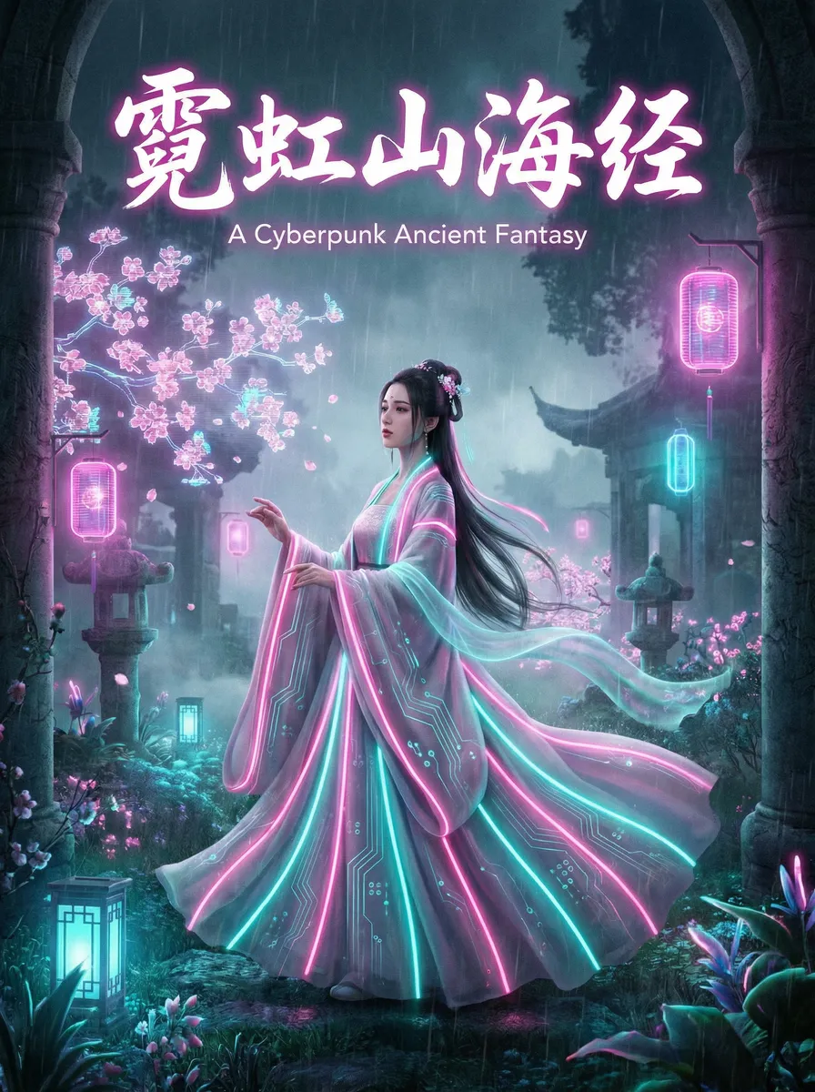 饮冰科技 古风奇缘短剧 - 霓虹山海经海报